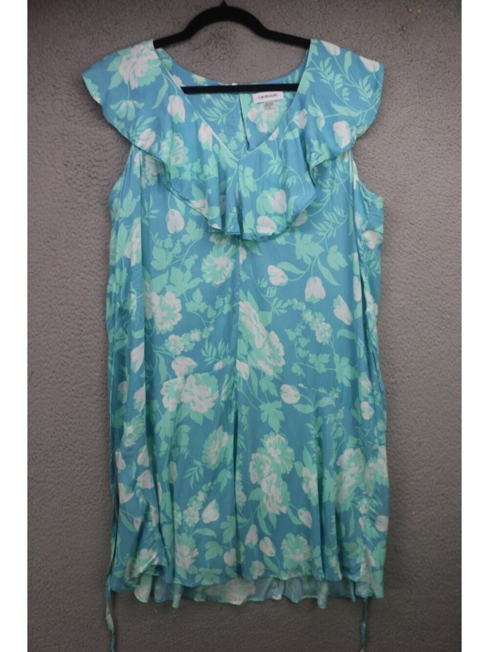 Calvin Klein V Neck Ruffle Floral Dress-Size 12-Cottagecore-Romantic